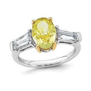 4.42 Carat (ctw VS, F) Certified Lab-Grown Yellow Diamond Engagement Ring 14K Go